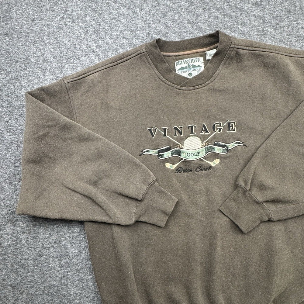 Briar Creek Sportswear Men's L Vtg Golf Sweatshirt Embroidered Crewneck Brown